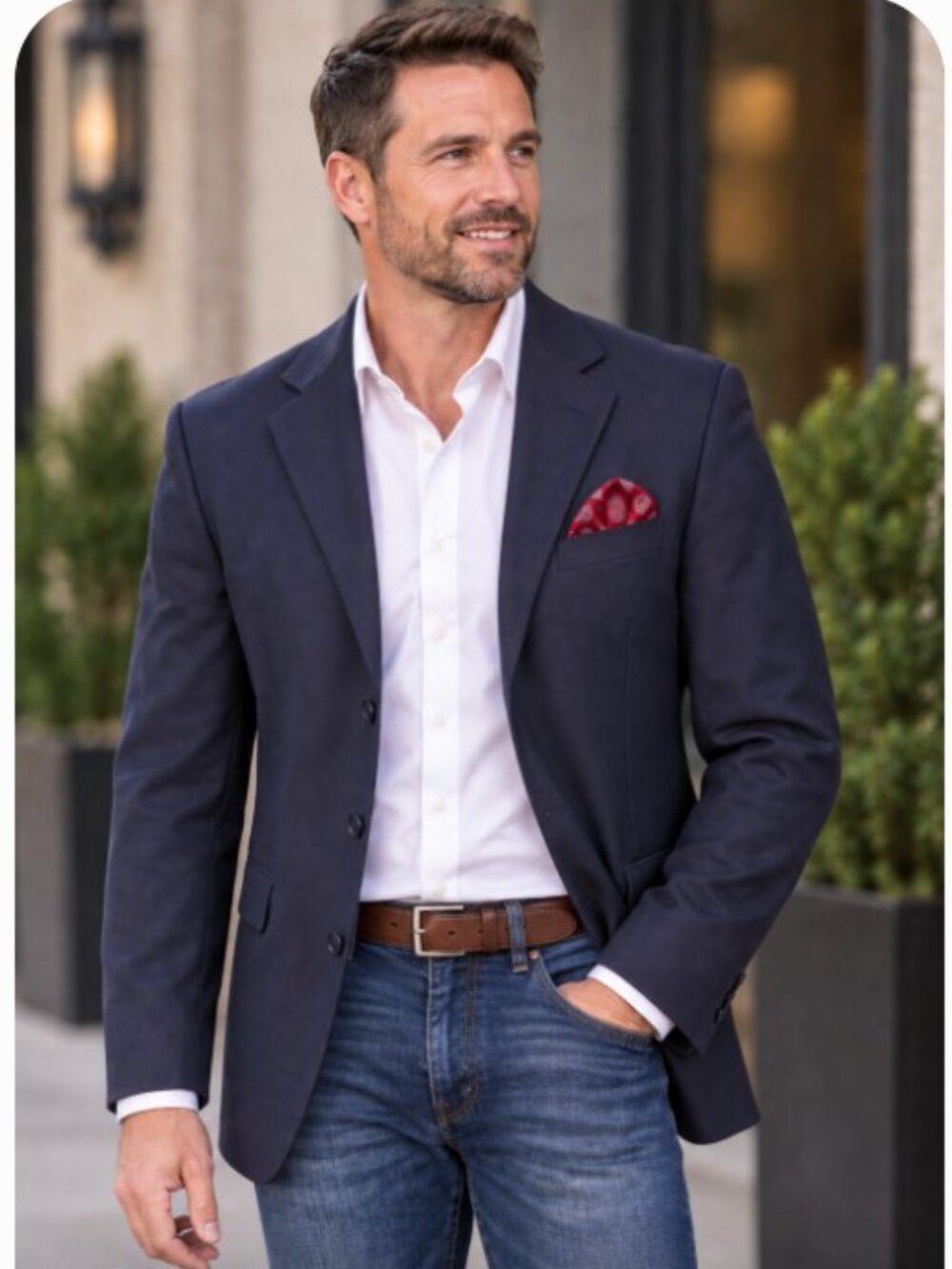 Mens Italian Navy Blue Blazer Super 120s Tailored Jacket 3 button Sz 38R Roma V